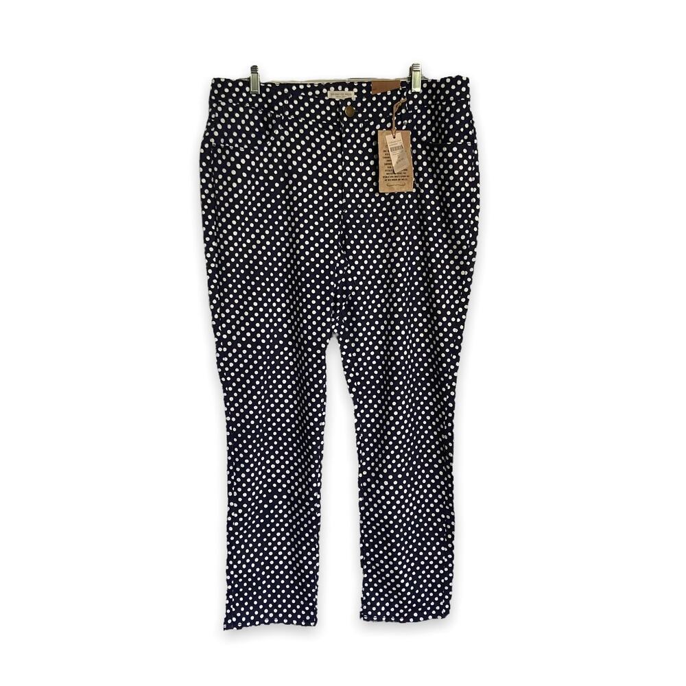 Coldwater Creek Women Jeans 16 Seeing Spots Ankle Jeans Blue White Polka Dot NEW